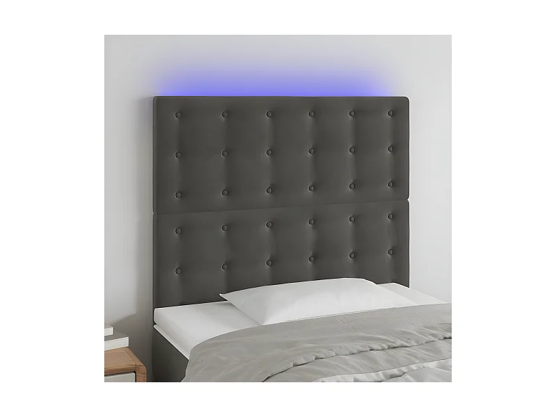 Tête de lit à LED Gris foncé 90x5x118/128 cm Velours