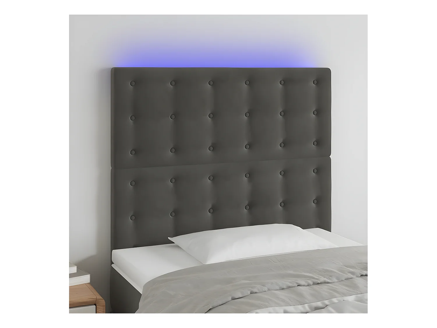 Hoofdbord LED 90x5x118/128 cm fluweel donkergrijs