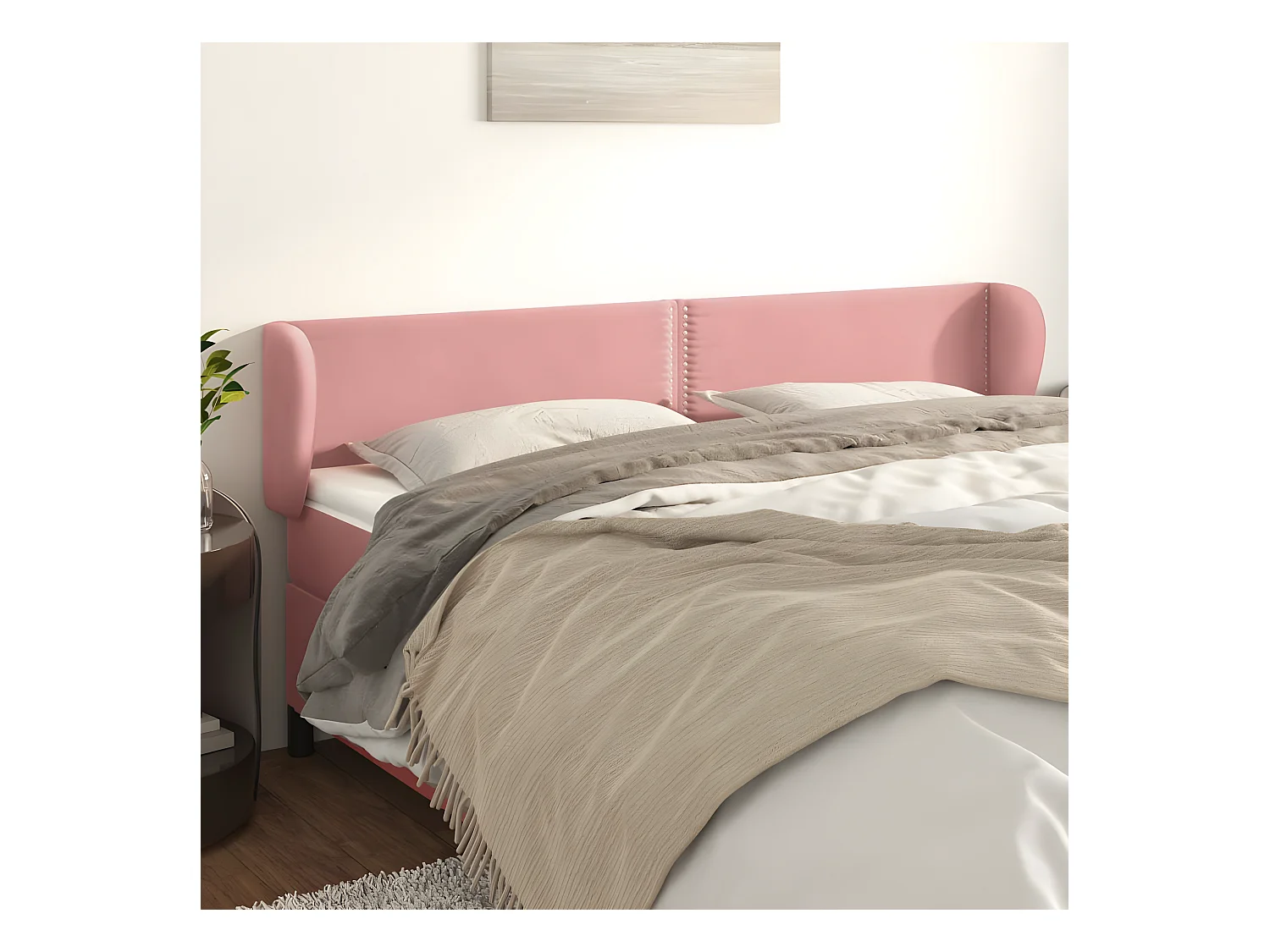 Tête de lit avec oreilles Rose 183x23x78/88 cm Velours