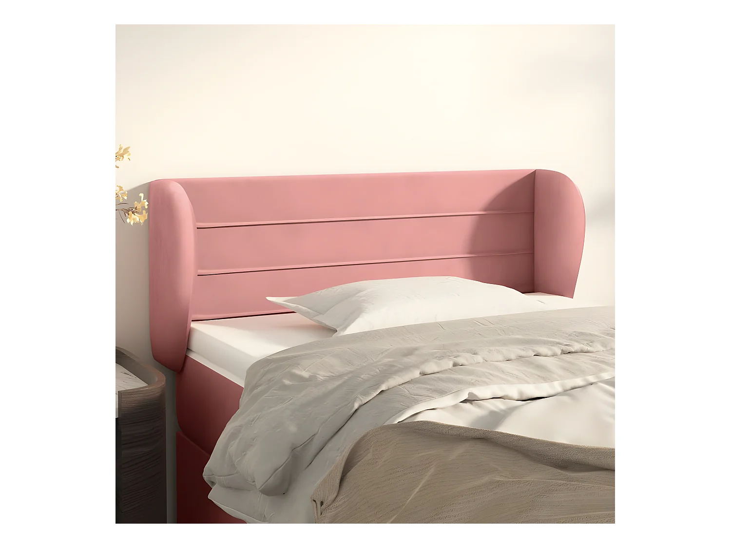 Tête de lit avec oreilles Rose 103x23x78/88 cm Velours