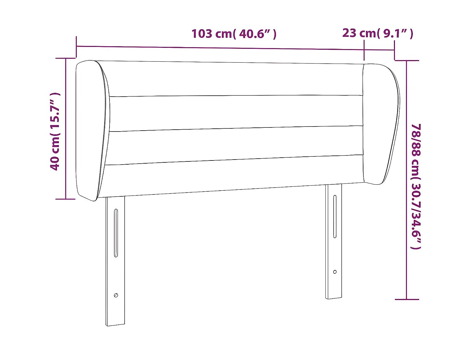 Cabecero de terciopelo rosa 103x23x78/88 cm