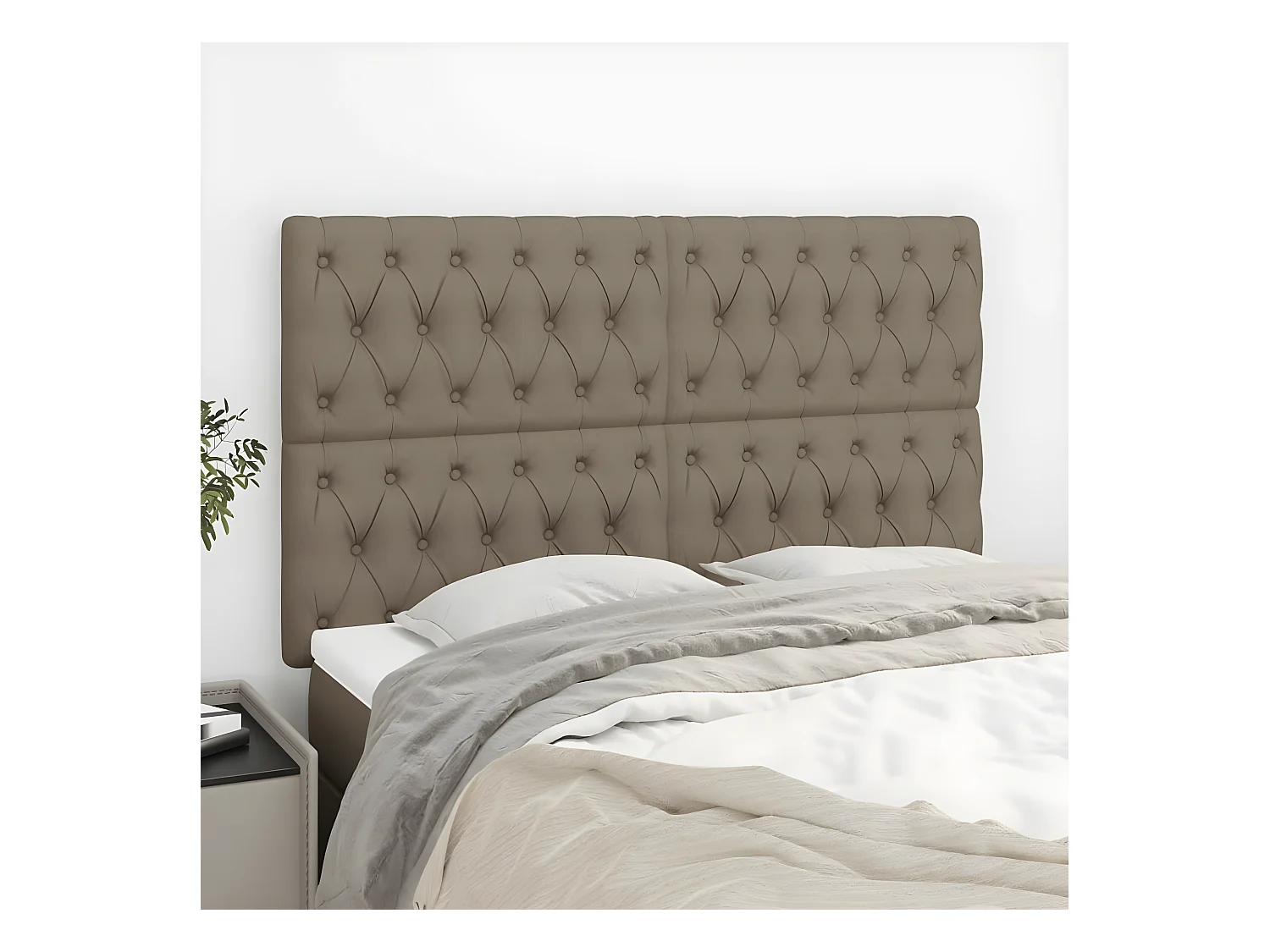 Hoofdborden 4 st 72x7x78/88 cm stof taupe