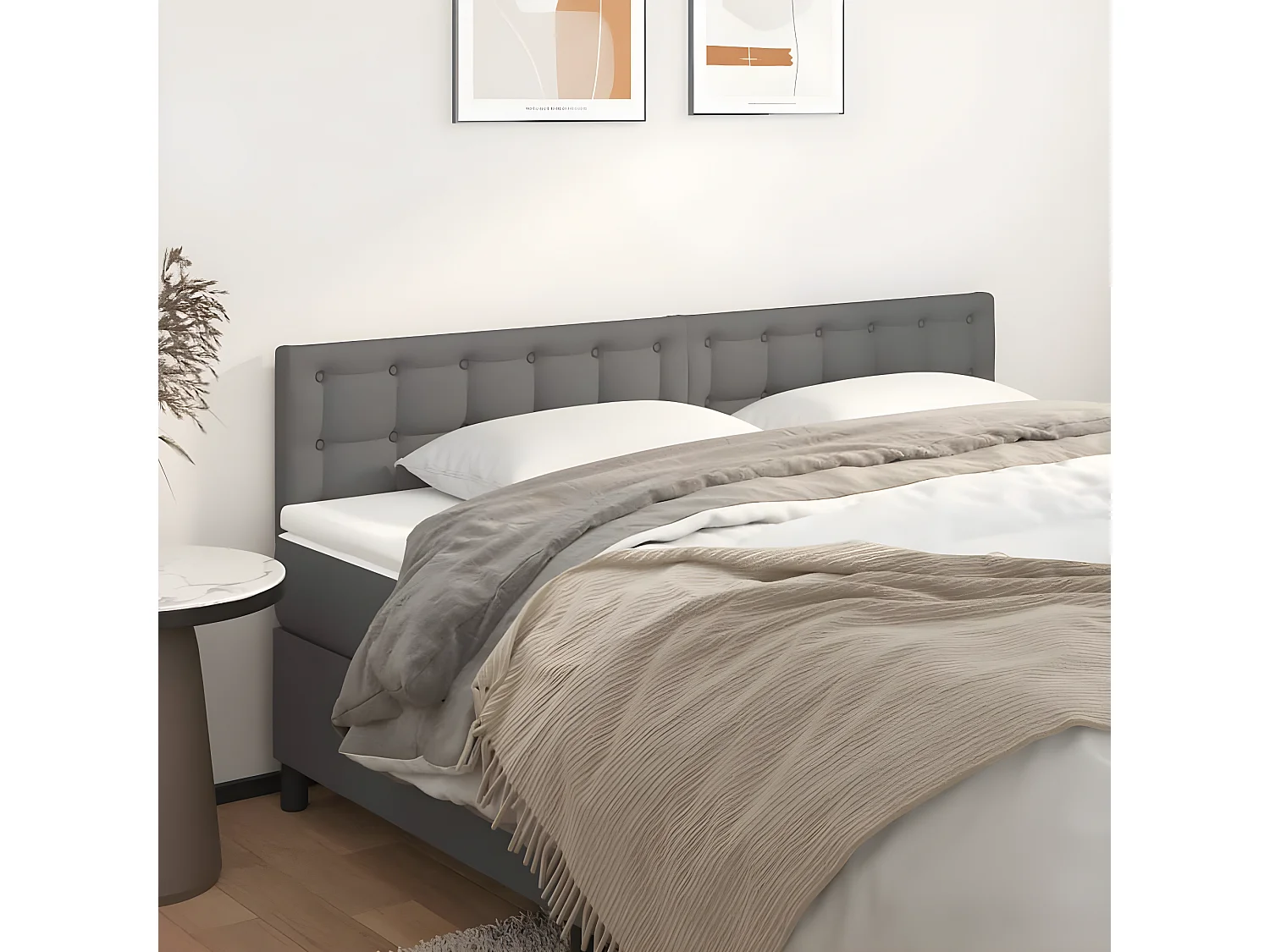 Cabeceros 2 unidades de cuero sintético gris 100x5x78/88 cm