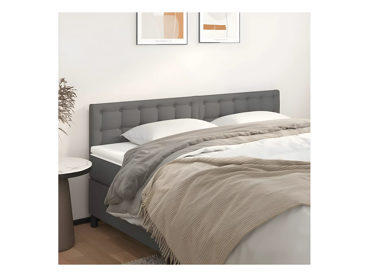 Têtes de lit 2 pièces Gris 100x5x78/88 cm Similicuir