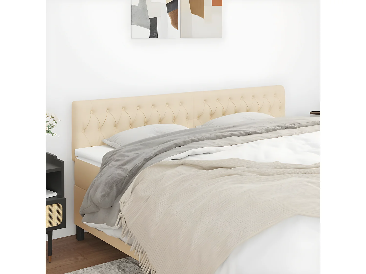 Têtes de lit 2 pièces Crème 90x7x78/88 cm Tissu