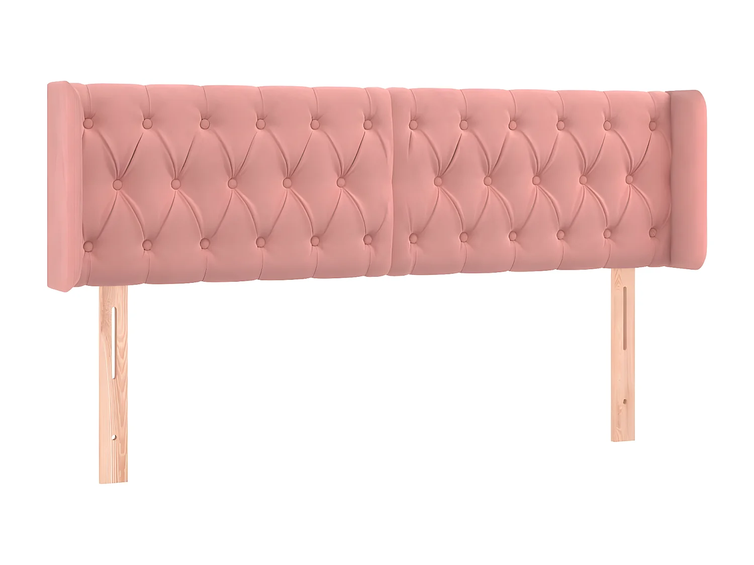 Cabeceira de cama c/ abas veludo 147x16x78/88 cm rosa