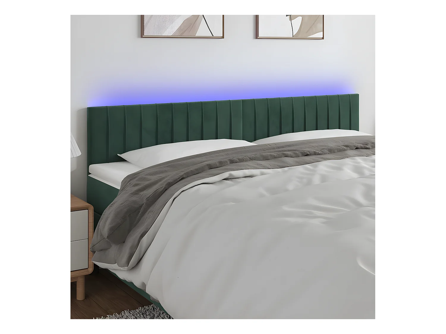 Tête de lit à LED Vert foncé 200x5x78/88 cm Velours