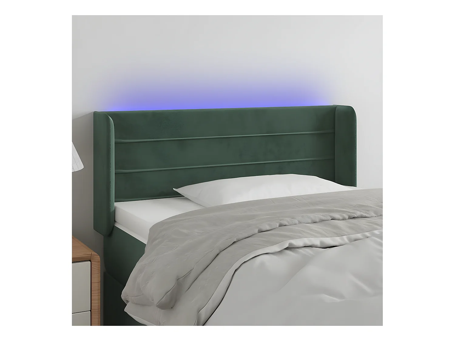 Cabecero con LED de terciopelo verde oscuro 103x16x78/88 cm