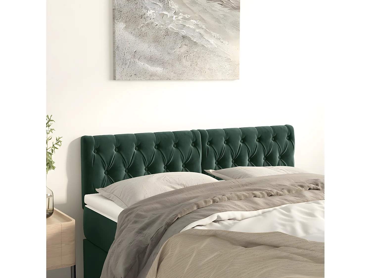 Têtes de lit 2 pièces Vert foncé 72x7x78/88 cm Velours
