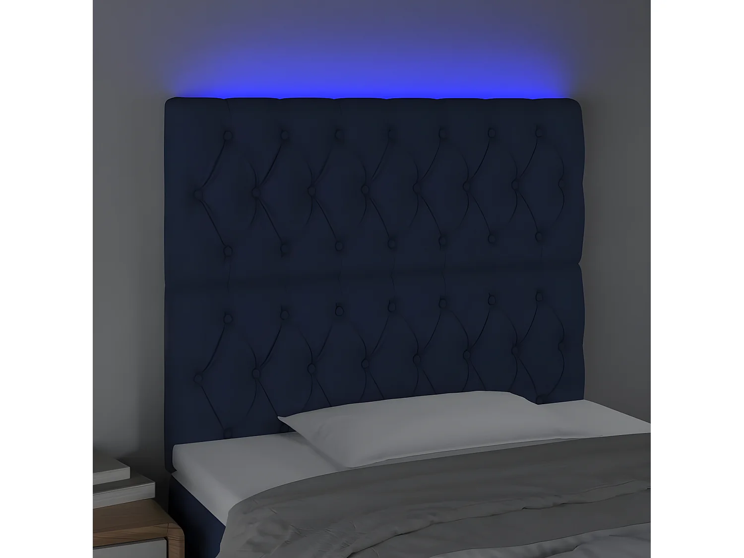 Tête de lit à LED Bleu 100x7x118/128 cm Tissu