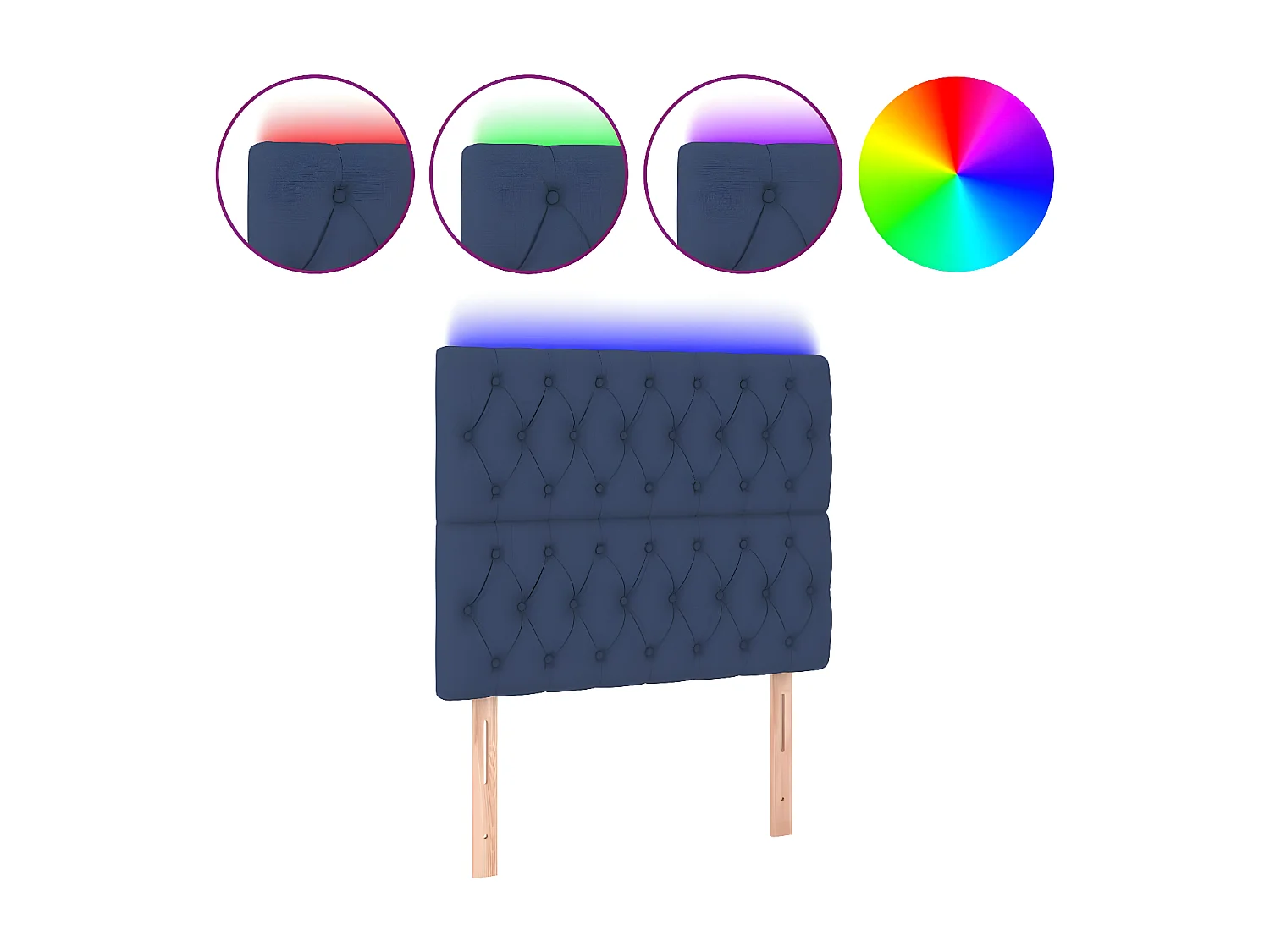 Tête de lit à LED Bleu 100x7x118/128 cm Tissu