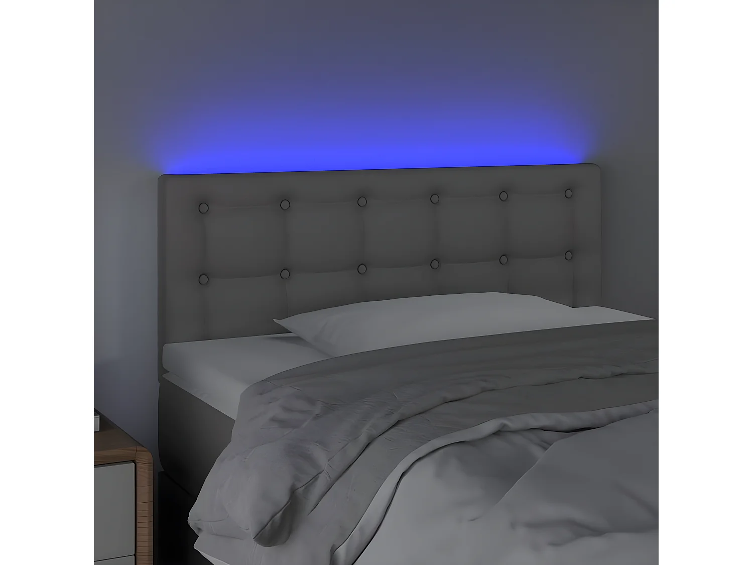 Cabeceira de cama c/ LED 90x5x78/88cm couro artificial cinzento