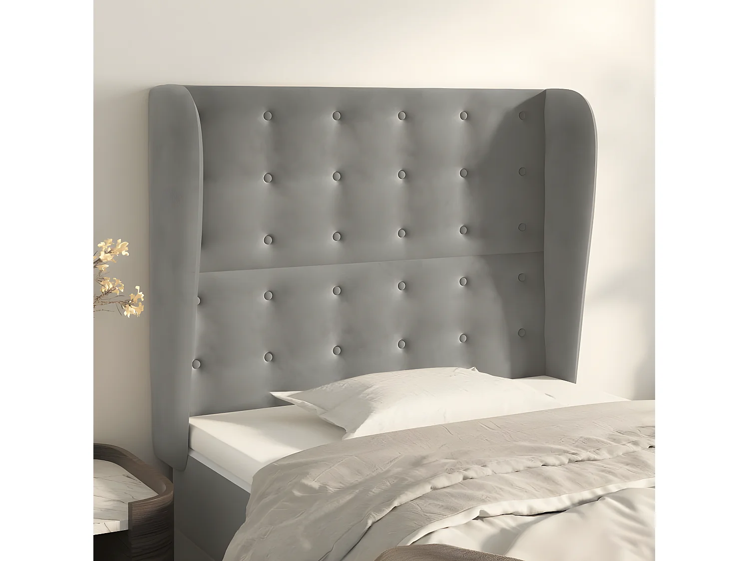 Tête de lit avec oreilles Gris clair 93x23x118/128 cm Velours