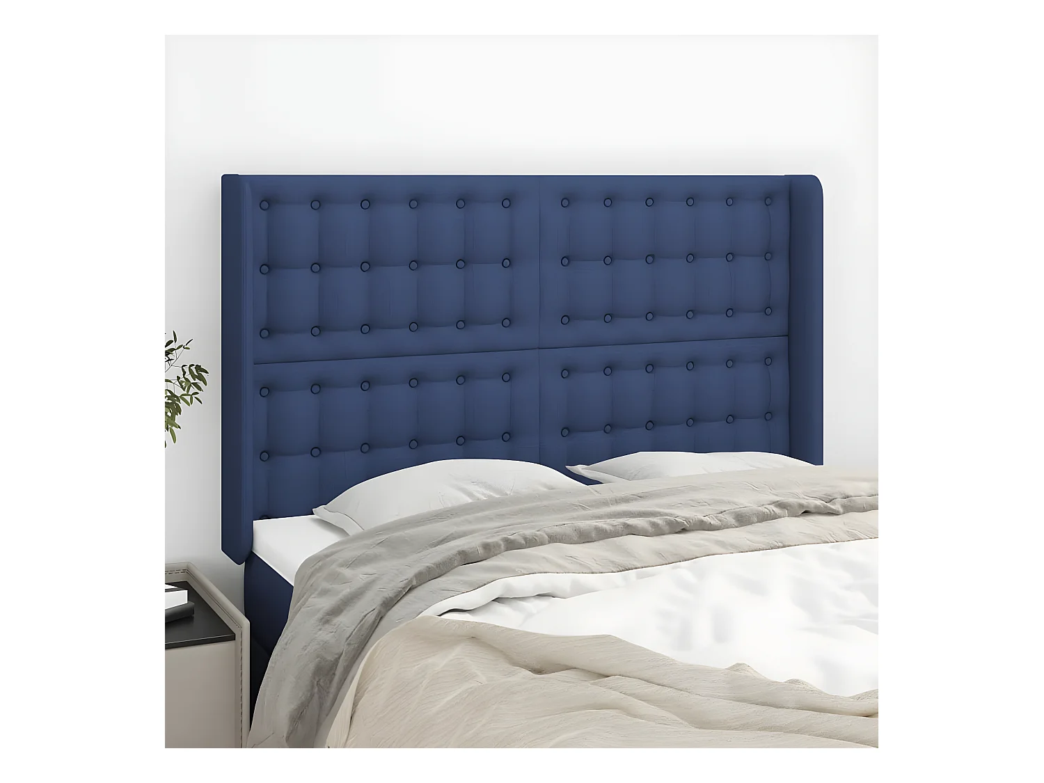 Tête de lit avec oreilles Bleu 147x16x118/128 cm Tissu