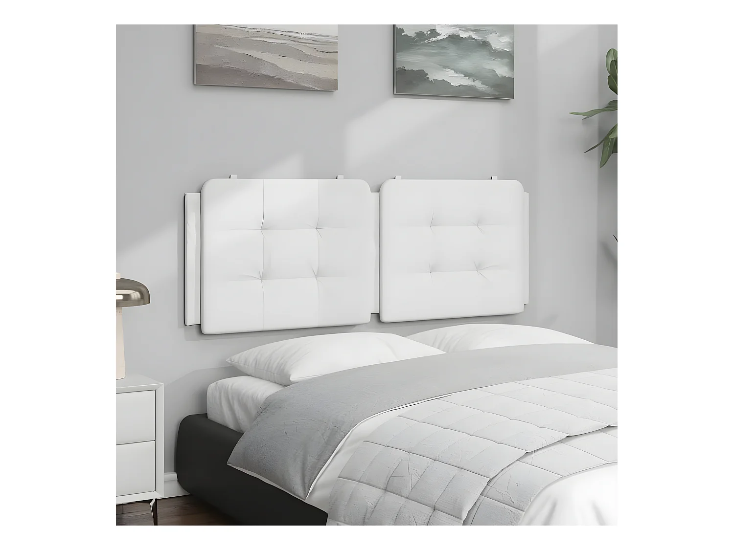 Coussin de tête de lit blanc 140 cm similicuir