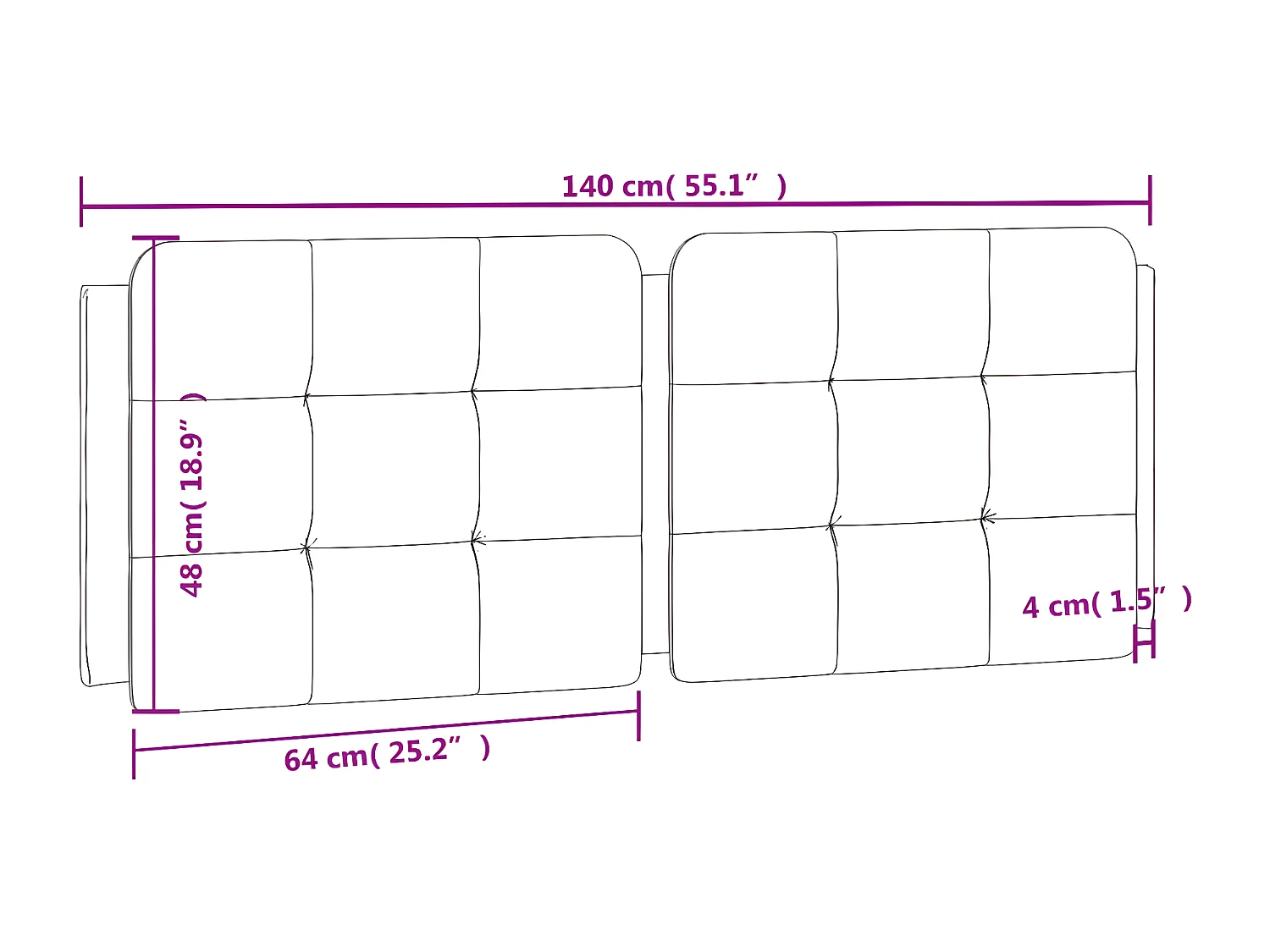 Coussin de tête de lit blanc 140 cm similicuir