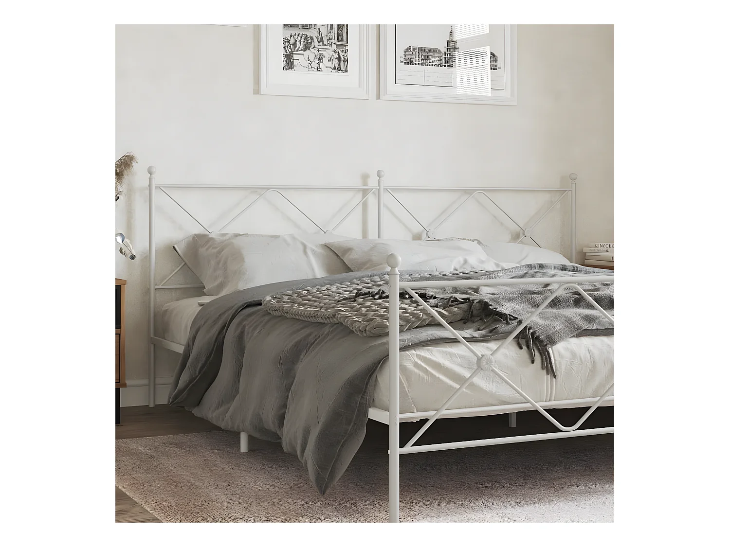 Tête de lit métal blanc 193 cm