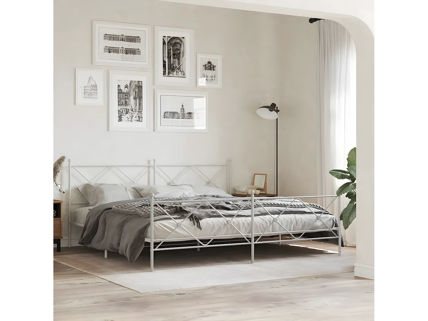 Tête de lit métal blanc 193 cm