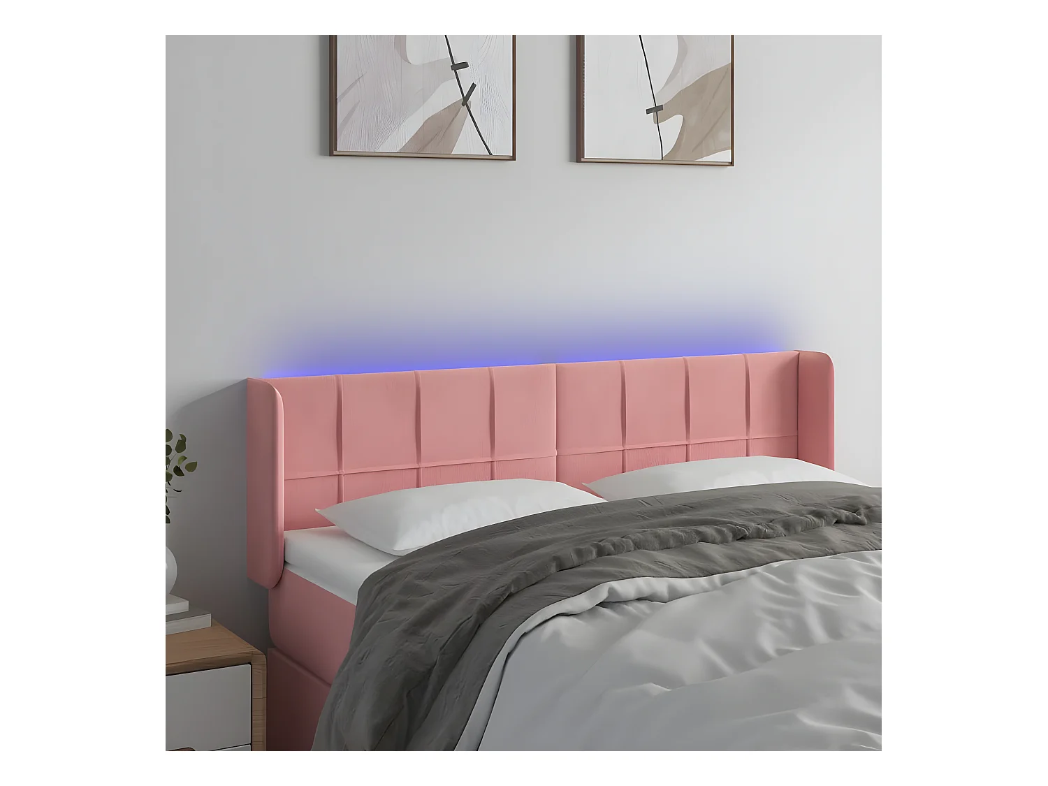 Tête de lit à LED Rose 147x16x78/88 cm Velours