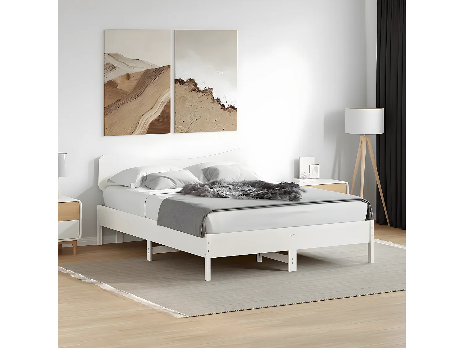 Cabecero de cama madera maciza de pino blanco 160 cm