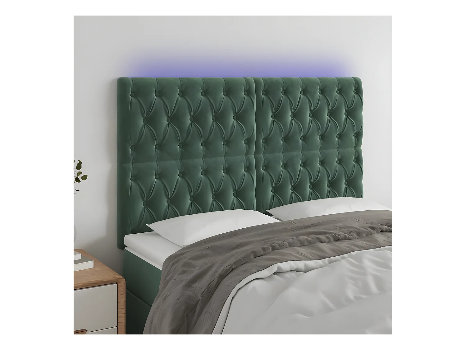 Hoofdbord LED 144x7x118/128 cm fluweel donkergroen