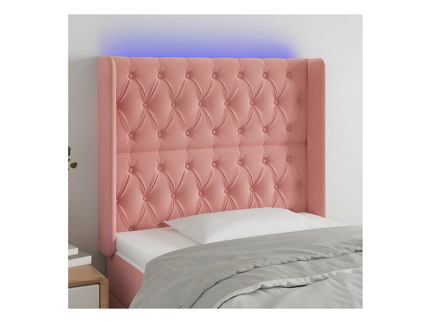 Hoofdbord LED 93x16x118/128 cm fluweel roze