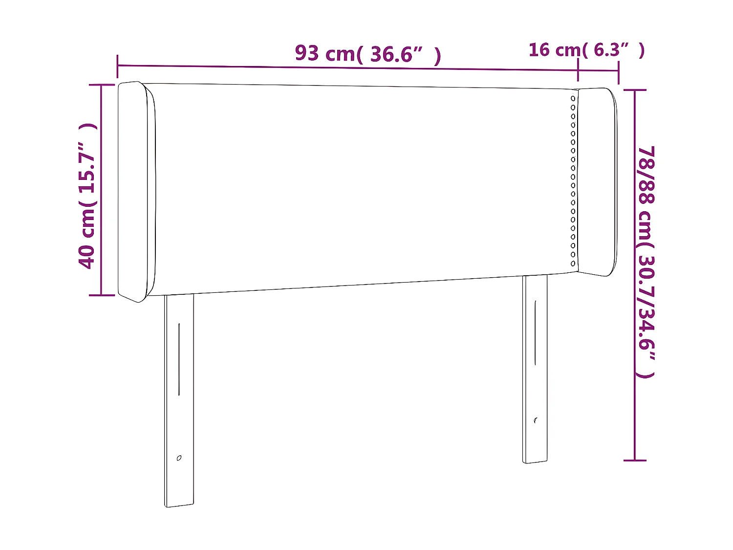 Hoofdbord met randen 93x16x78/88 cm fluweel donkergroen