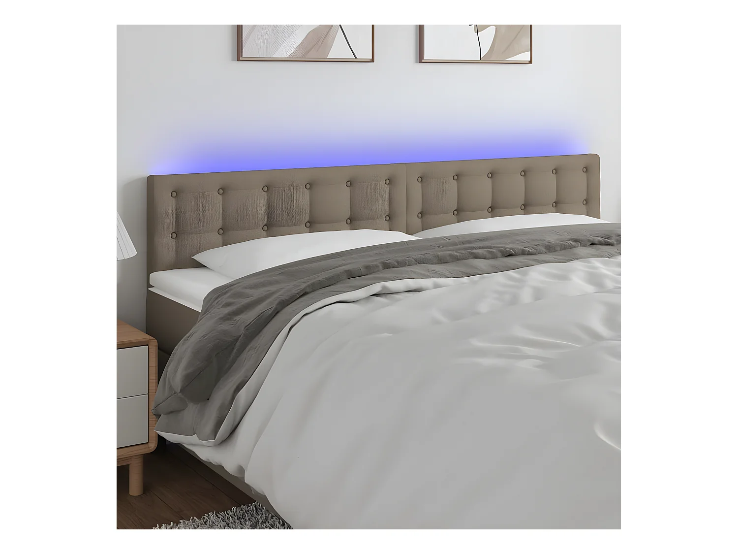 Tête de lit à LED Taupe 160x5x78/88 cm Tissu