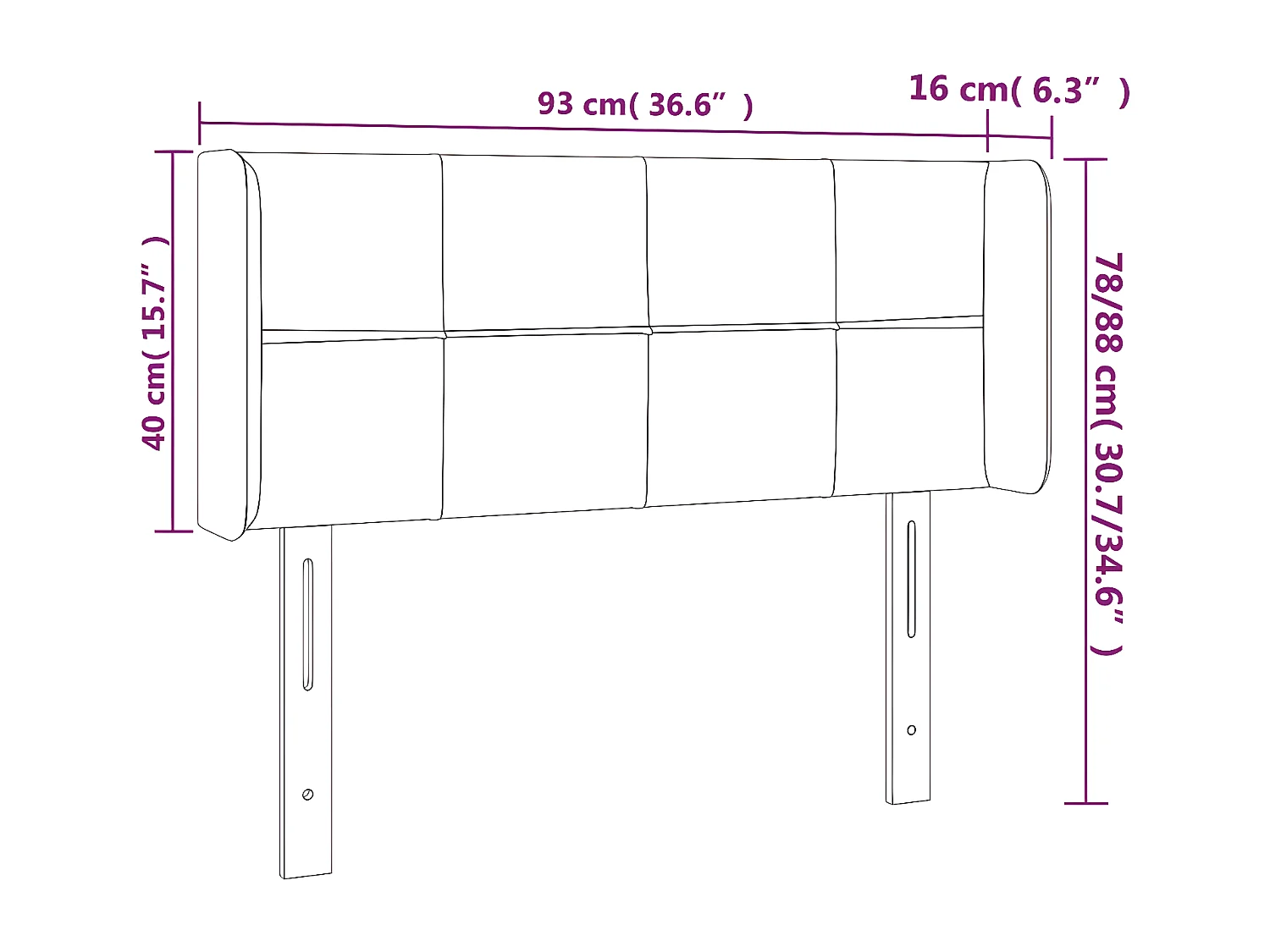 Cabeceira de cama c/ luzes LED veludo 93x16x78/88cm azul-escuro