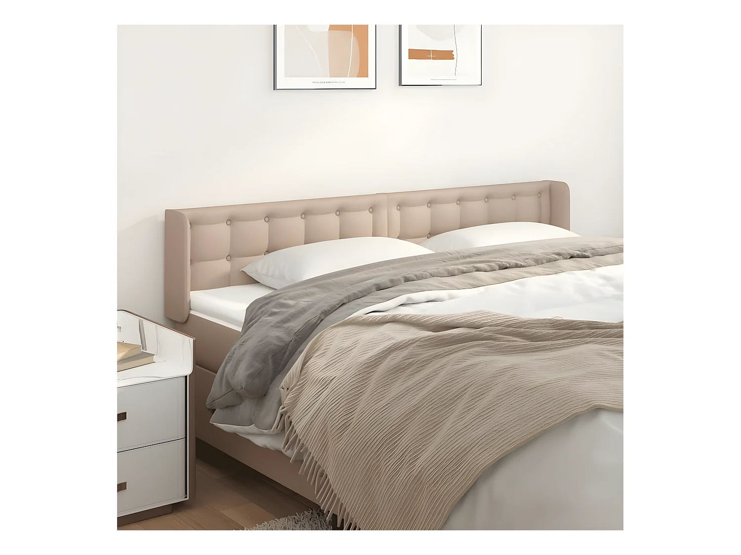 Cabecero de cuero sintético color capuchino 203x16x78/88 cm