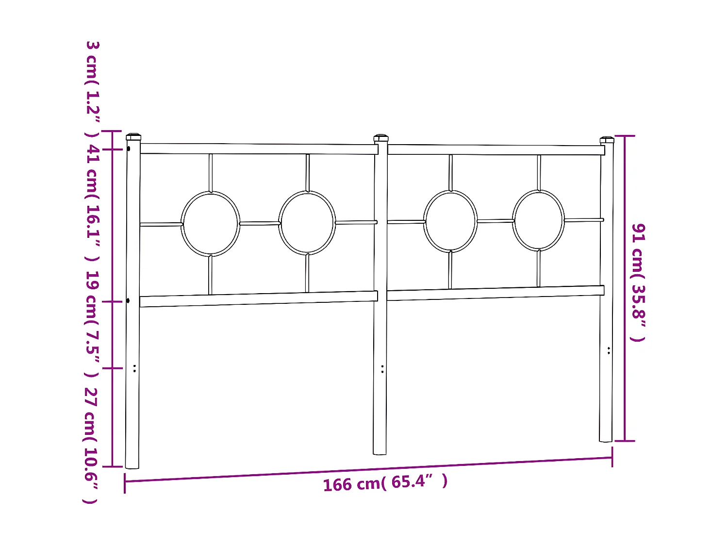 Cabeceira de cama 160 cm metal preto