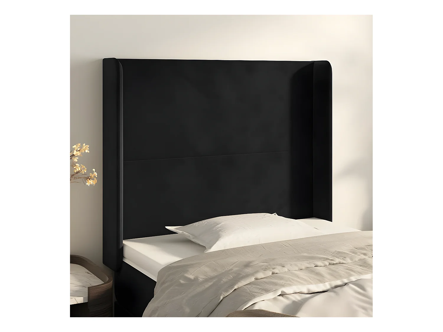 Tête de lit avec oreilles Noir 83x16x118/128 cm Velours