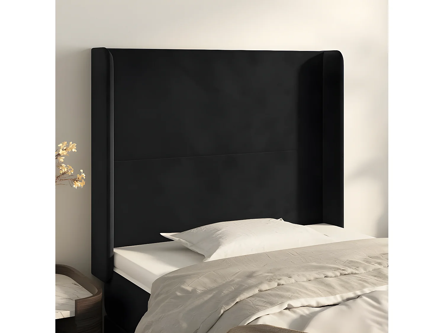 Tête de lit avec oreilles Noir 83x16x118/128 cm Velours