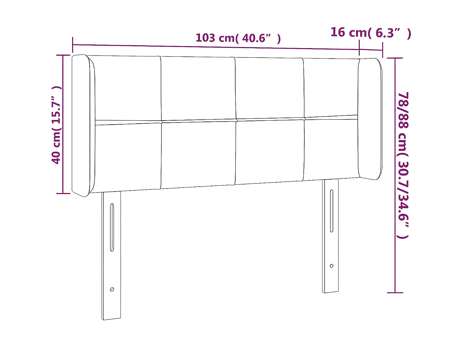Tête de lit à LED Crème 103x16x78/88 cm Tissu