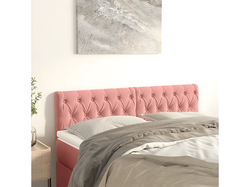 Cabeceira de cama 2 peças veludo 72x7x78/88 cm rosa