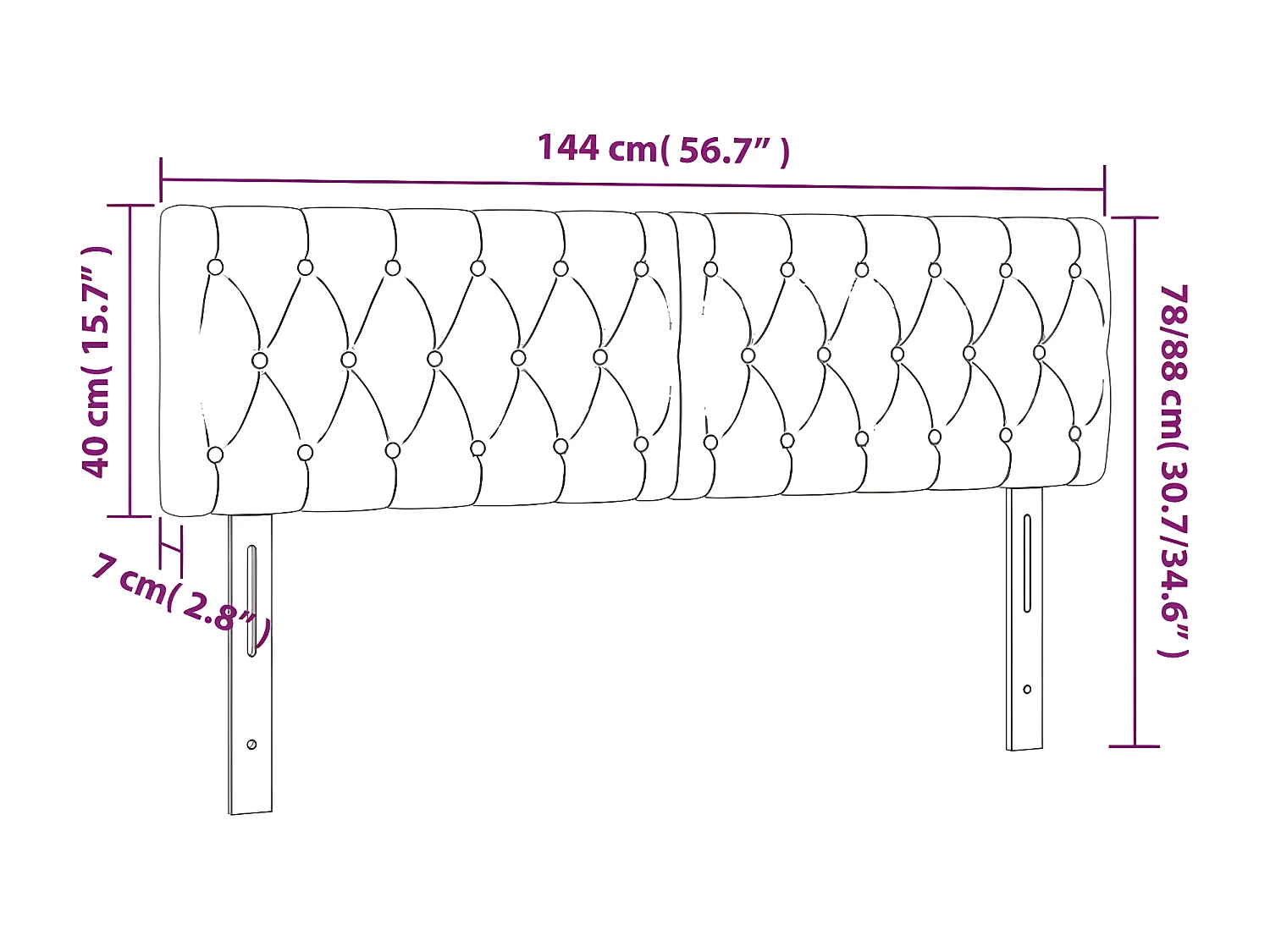 Cabeceira de cama 2 peças veludo 72x7x78/88 cm rosa