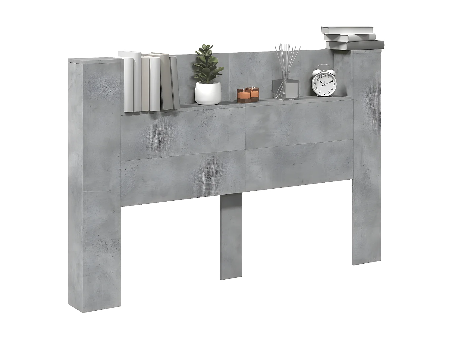 Armoire tête de lit avec LED gris béton 160x16,5x103,5 cm