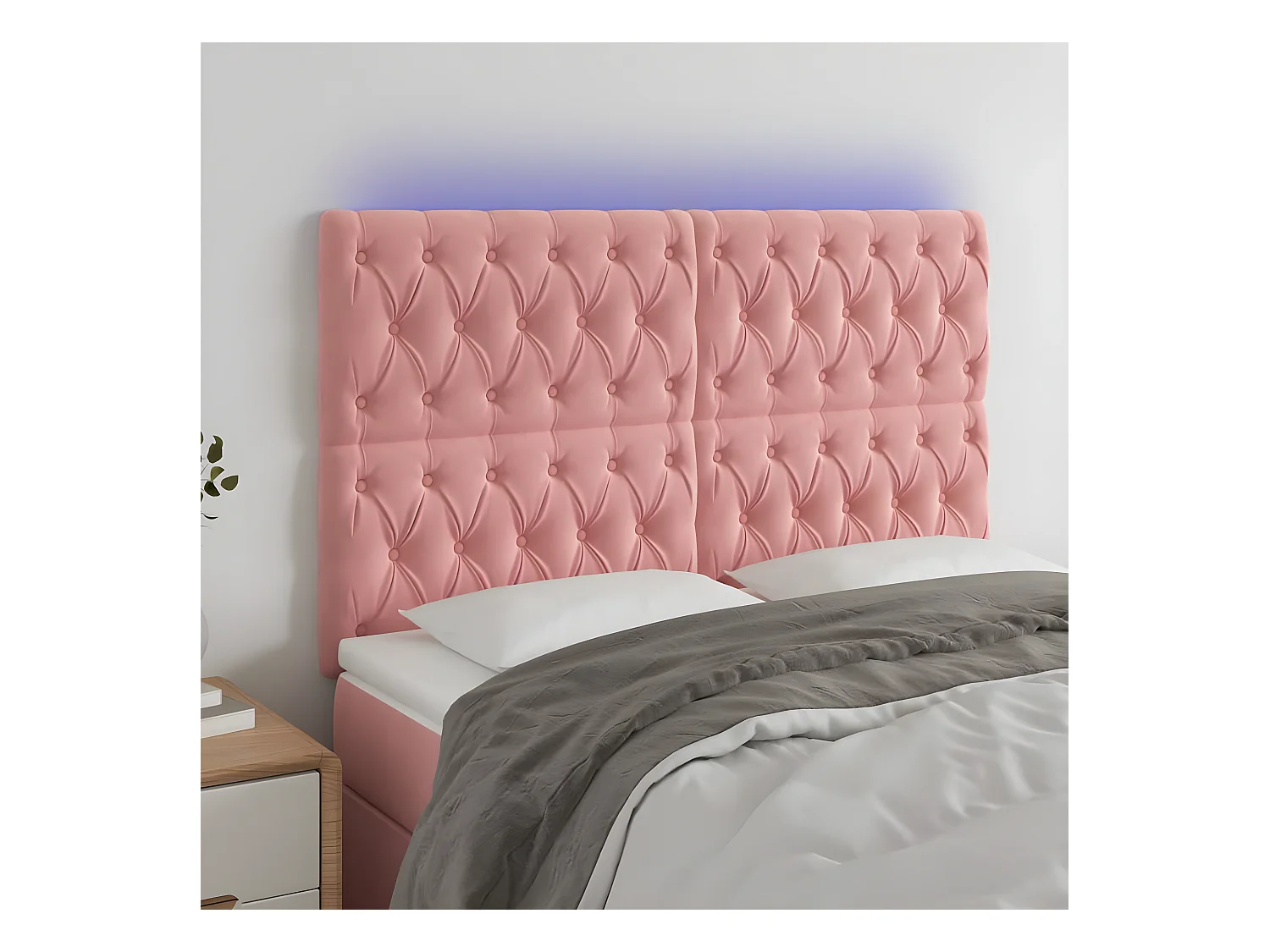 Tête de lit à LED Rose 144x7x118/128 cm Velours
