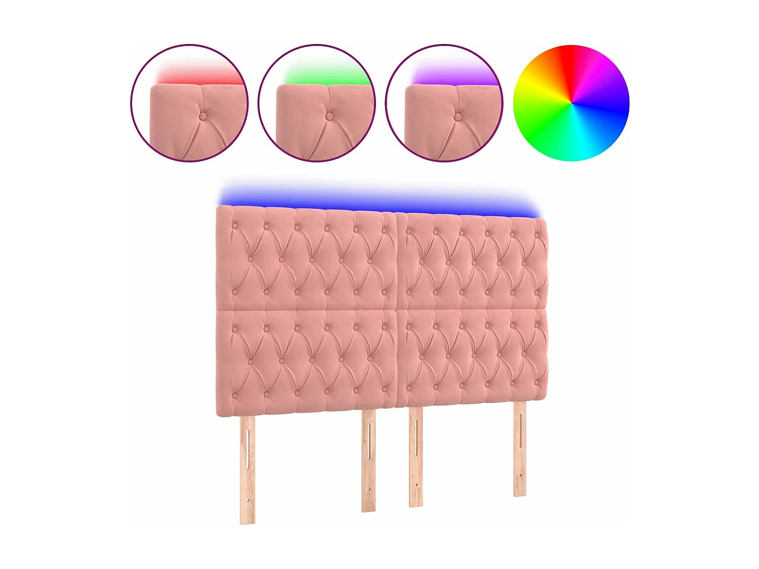 Hoofdbord LED 144x7x118/128 cm fluweel roze