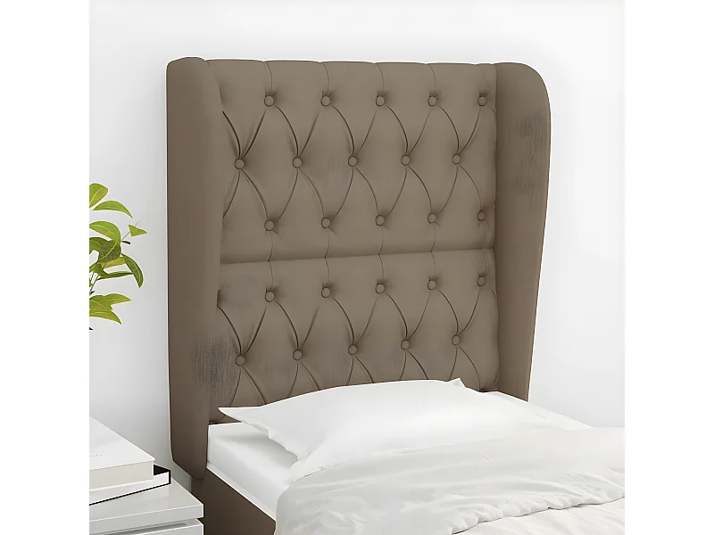 Tête de lit avec oreilles Taupe 83x23x118/128 cm Tissu