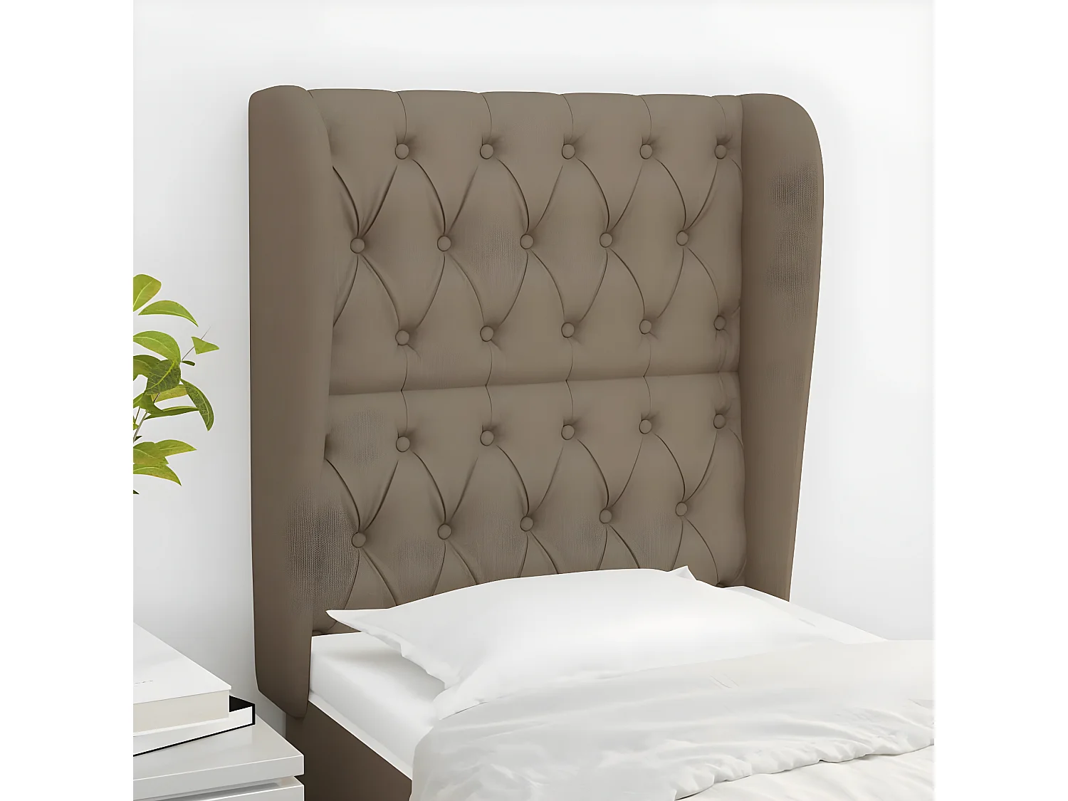 Tête de lit avec oreilles Taupe 83x23x118/128 cm Tissu