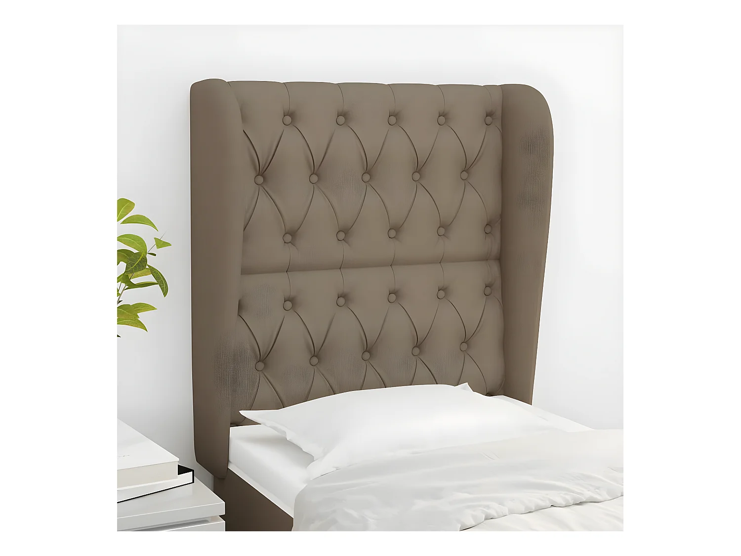 Tête de lit avec oreilles Taupe 83x23x118/128 cm Tissu