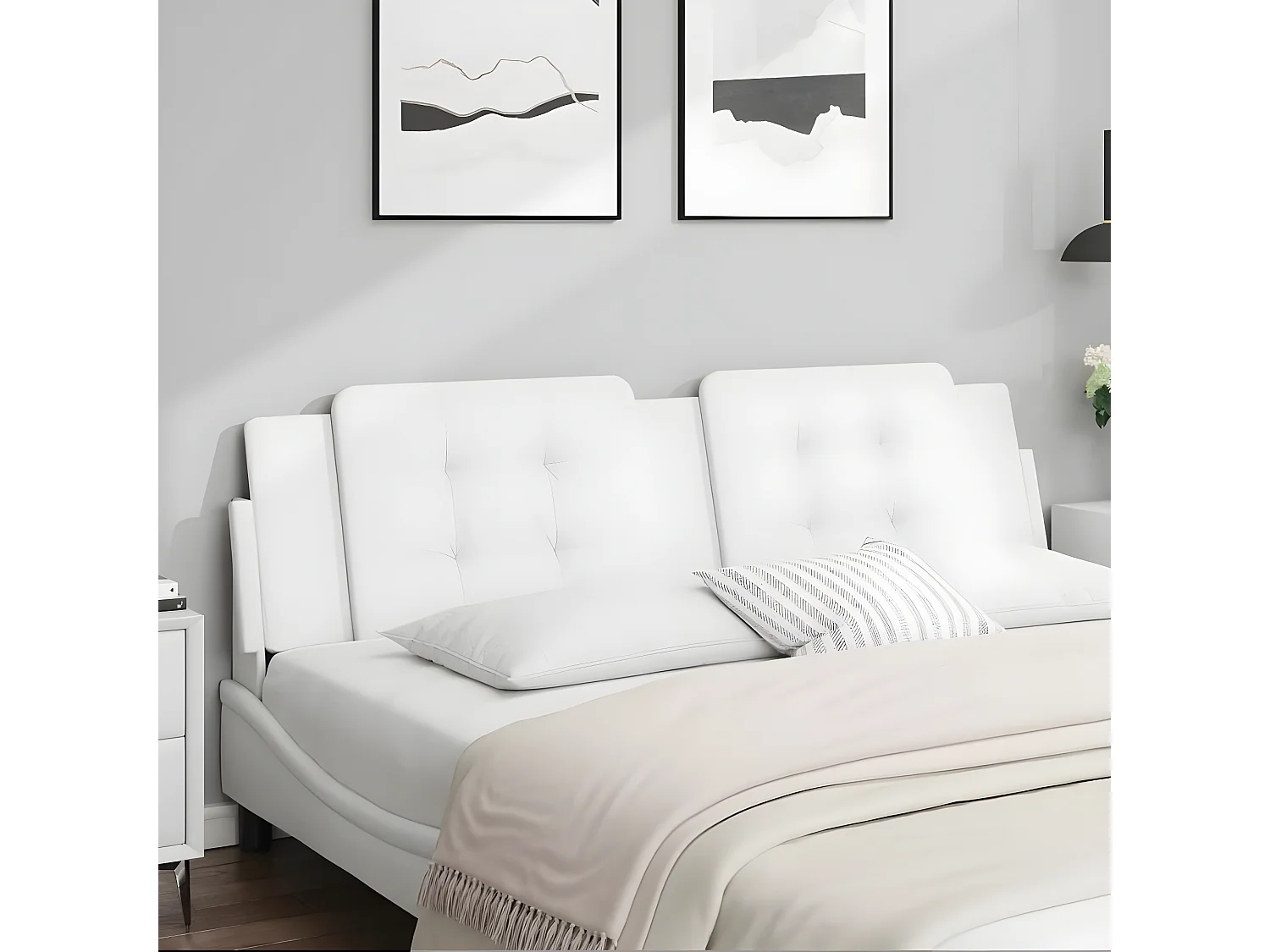 Coussin de tête de lit blanc 180 cm similicuir