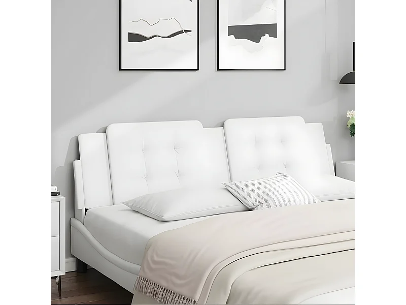 Coussin de tête de lit blanc 180 cm similicuir