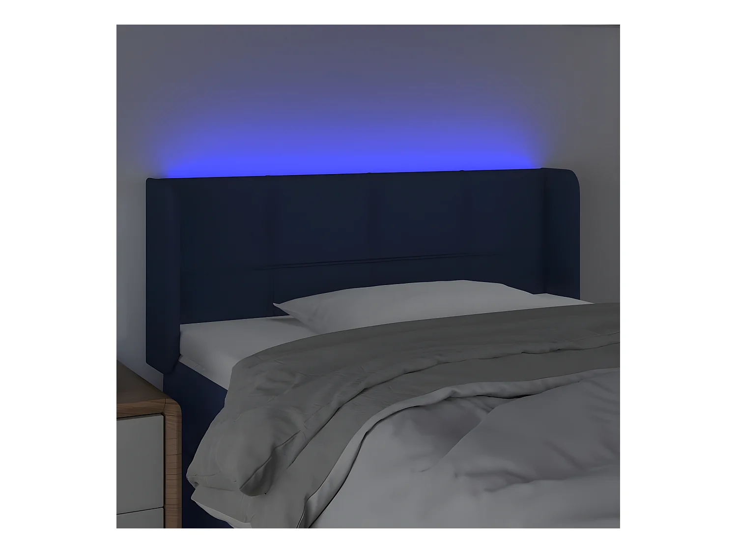 Hoofdbord LED 103x16x78/88 cm stof blauw