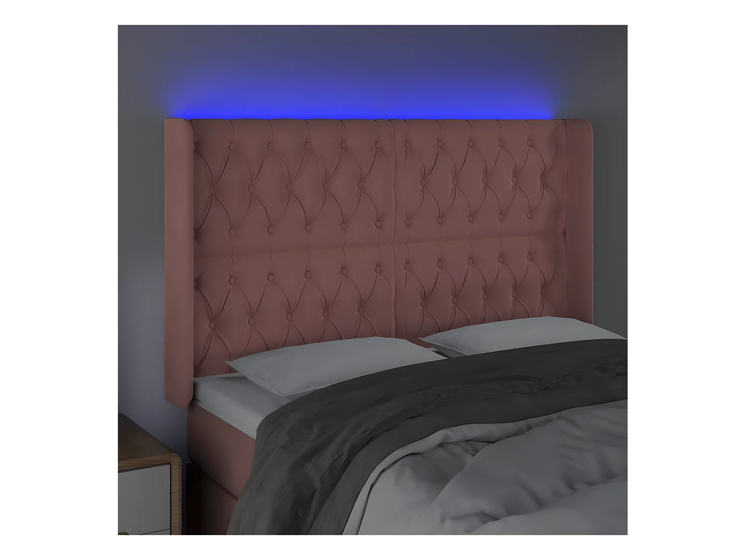 Tête de lit à LED Rose 163x16x118/128 cm Velours