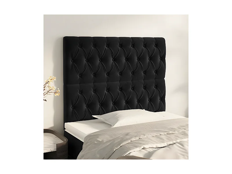Cabeceira de cama 2 peças veludo 90x7x78/88 cm preto