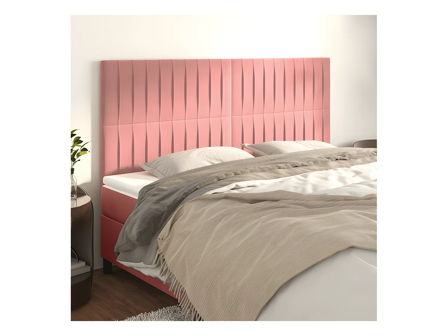 Hoofdborden 4 st 80x5x78/88 cm fluweel roze