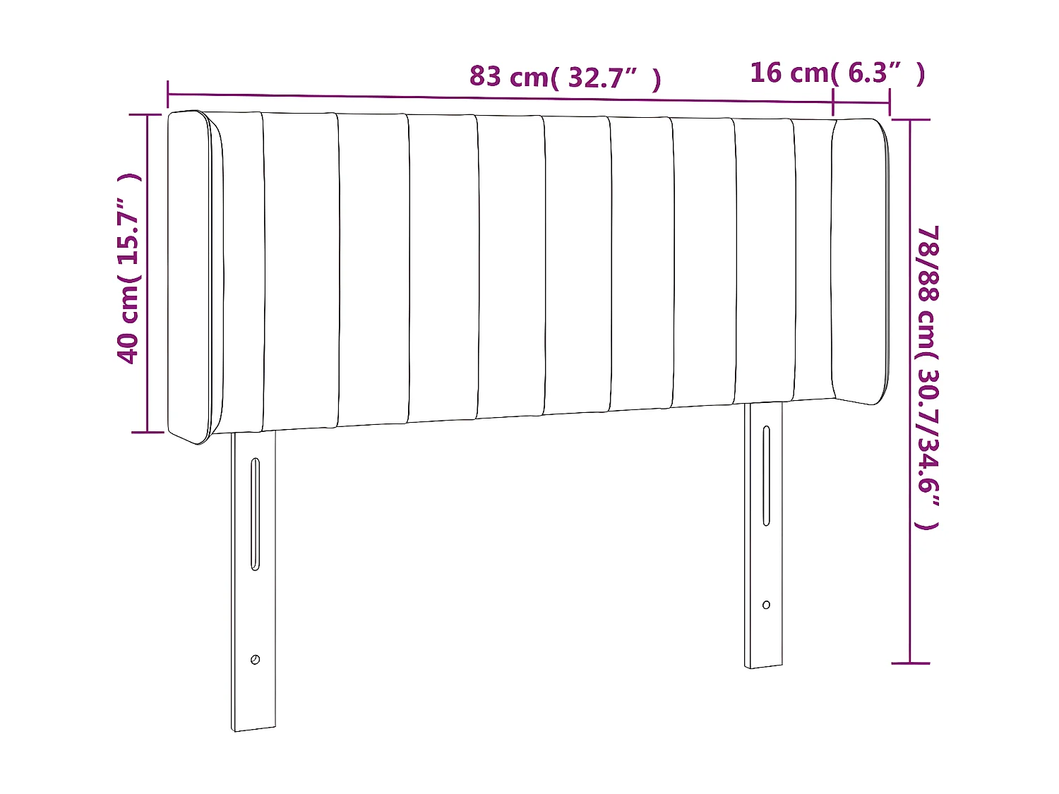 Hoofdbord met randen 83x16x78/88 cm fluweel roze
