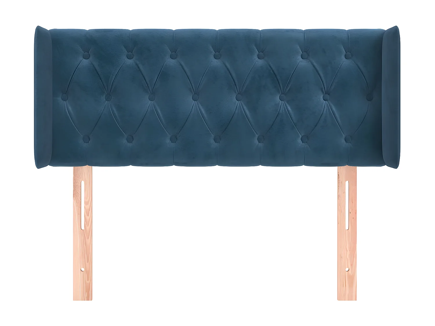 Cabeceira de cama c/ abas veludo 103x16x78/88cm azul-escuro